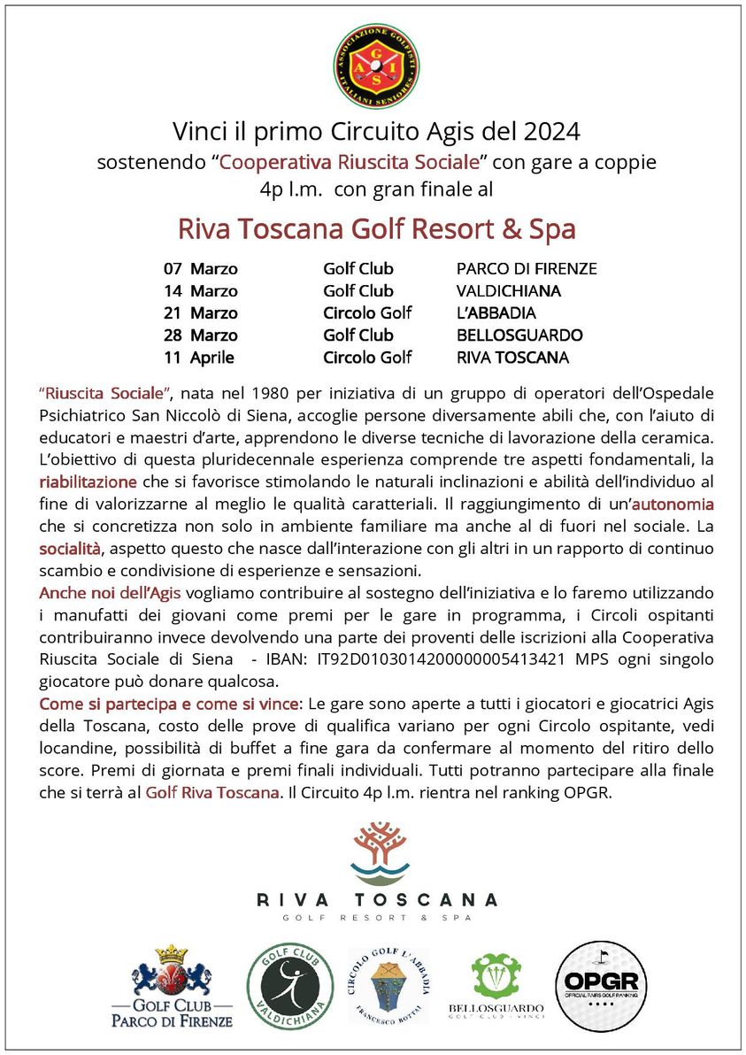 Agis Toscana golf e solidarietà con un circuito di gare a coppie